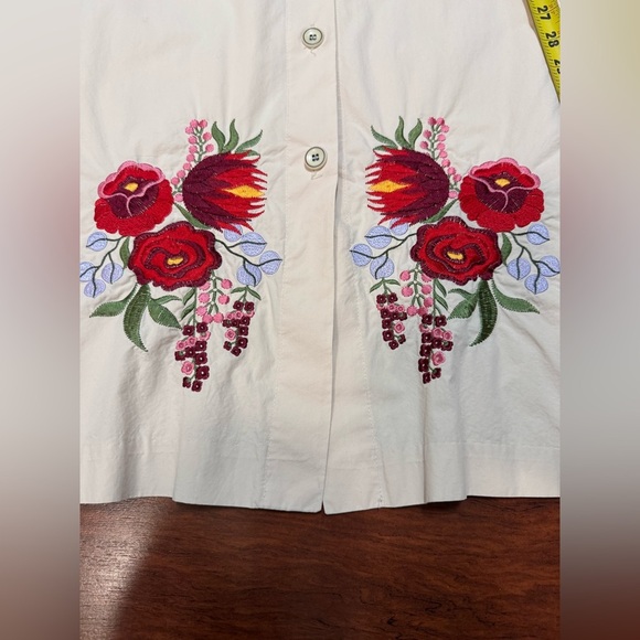 Floral Embroidered Cream Dress - Picture 3 of 9